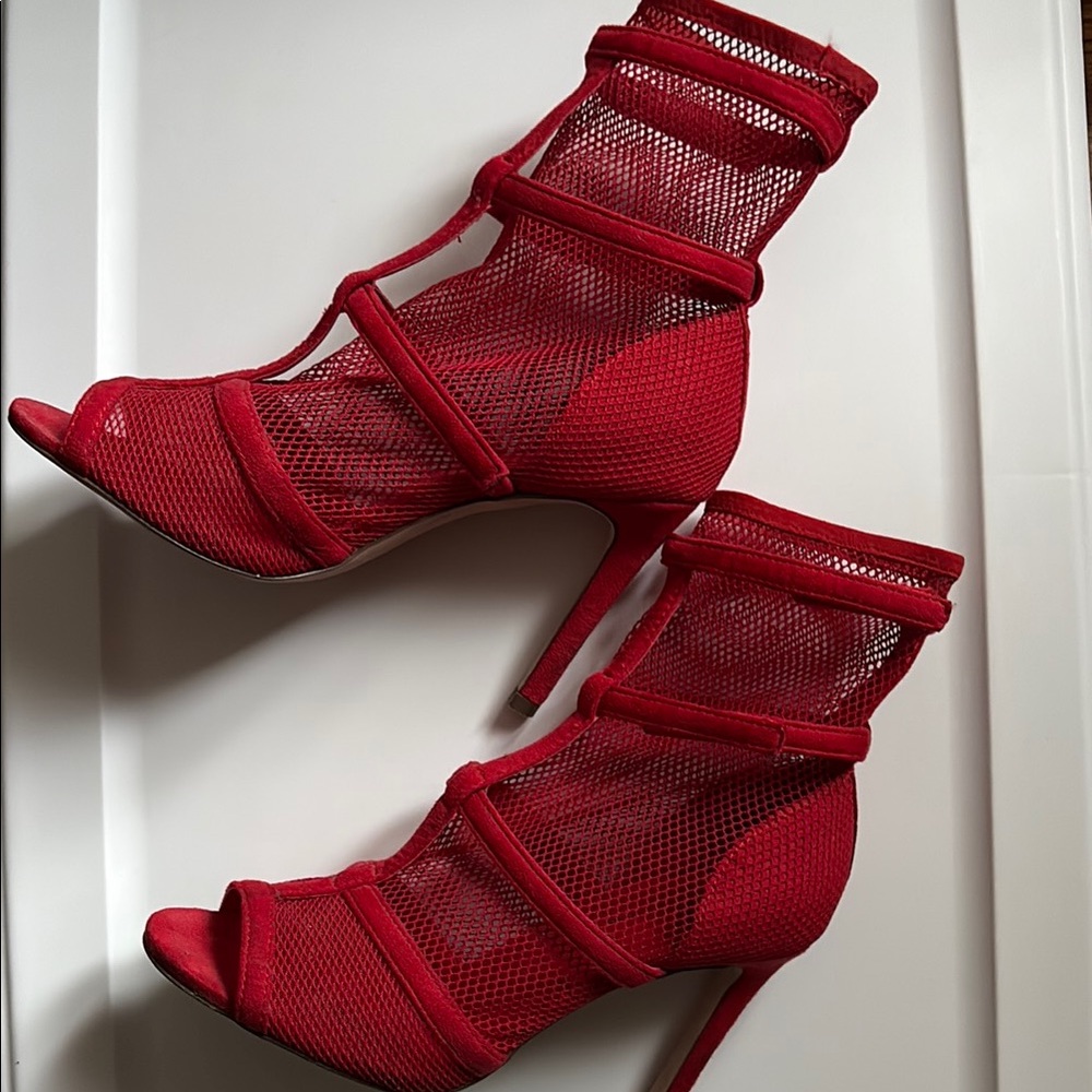 Red Mesh Stiletto Heels